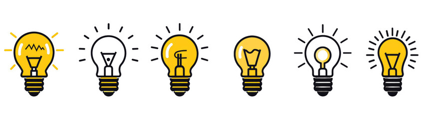 A series of light bulbs with different levels of brightness