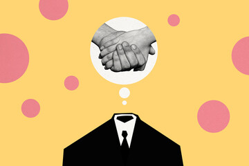 Composite trend artwork sketch image collage of copyspace office manager headless person speech...