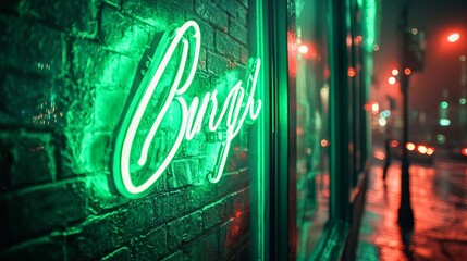A green neon sign with a handwritten script, artistic and personal