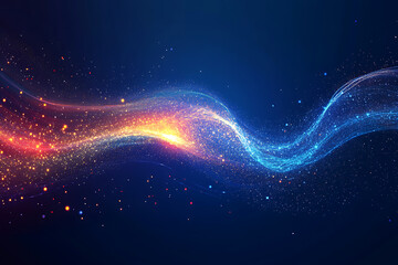 Dynamic abstract image of vibrant light trails and colorful particles converging towards a bright center, symbolizing speed and energy