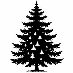 Christmas tree silhouette vector illustration, New Year Xmas tree icon on white background