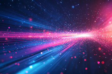 Dynamic abstract image of vibrant light trails and colorful particles converging towards a bright center, symbolizing speed and energy