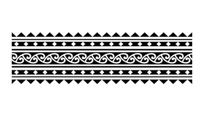 Polynesian tattoo tribal band design. Samoan tattoo tribal ornament border.
 Decorative seamless pattern.