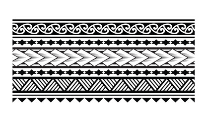 Polynesian tattoo tribal band design. Samoan tattoo tribal ornament border.
 Decorative seamless pattern.