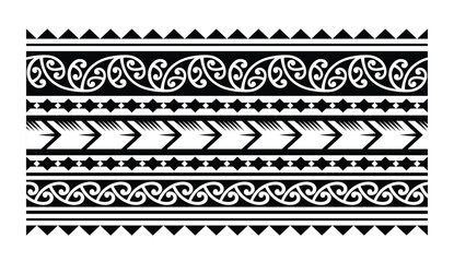 Polynesian tattoo tribal band design. Samoan tattoo tribal ornament border.
 Decorative seamless pattern.