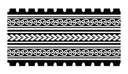 Polynesian tattoo tribal band design. Samoan tattoo tribal ornament border.
 Decorative seamless pattern.