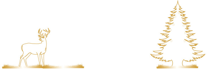 illustration of a deer with line art style for christmas and happy new year background