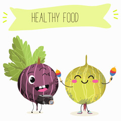 Funny Gooseberry characters. Vector hand drawn doodle style  character illustration icon design. Cute Gooseberry mascot character.