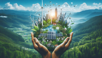 hand holding a green planet