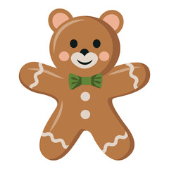 Gingerbread bear. New Year, Christmas. Design element.