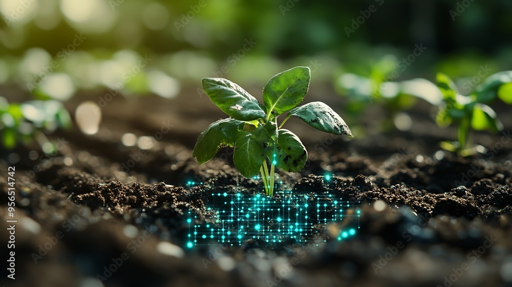 Aufkleber agricultural growth concept it has both the benefits of soil and plants including the use of artific