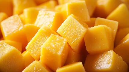 Cubed mango background closeup mango background top view : Generative AI