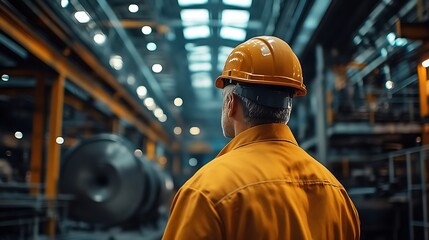 Factory manager or executive make visit metalwork manufacturing factory tour and inspect heavy steel industrial machinery showcase leadership quality as engineering inspection supervis : Generative AI