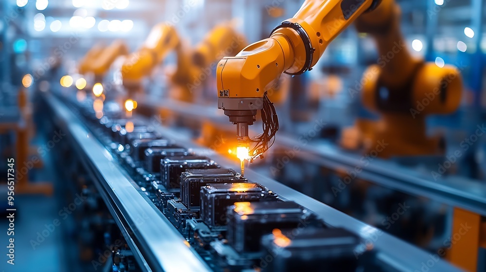 Aufkleber lithiumion ev battery pack assembly process electric car manufacturing inside automotive factory row