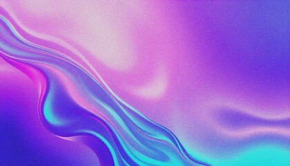 Fototapeta premium Colorful Iridescent holographic Wave Pattern background, with grainy noise effect texture abstract purple and blue fluid shapes against a light background