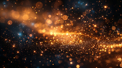 Naklejka premium Dark background with gold glitter close-up