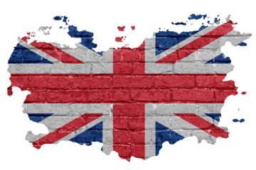 Png British flag brick wall sticker, transparent background