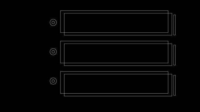HUD frame element animation 4k. White on a black background