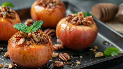 Baked Apples with Nuts and Mint