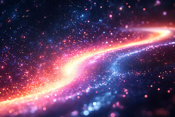 Dynamic abstract image of vibrant light trails and colorful particles converging towards a bright center, symbolizing speed and energy