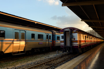 Bangkok Railway Station or Hua Lamphong in the evening