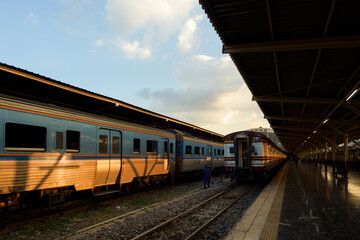 Bangkok Railway Station or Hua Lamphong in the evening