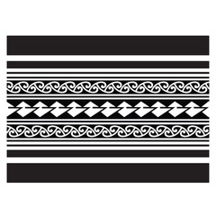 Polynesian pattern tribal tattoo border. Tribal tattoo geometric fore arm samoan band. Tattoo eps forearm samoan sleeve bracelet. Fabric seamless isolated hawaiian pattern on white background.