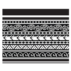 Polynesian Tribal Tattoo Designs, Forearm Band, Sleeve and Geometric Borders - EPS and Seamless Patterns