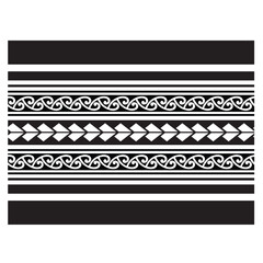 Polynesian tattoo tribal band design. Samoan tattoo tribal ornament border.
 Decorative seamless pattern.