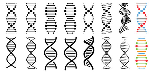 DNA string icon. DNA strand double helix spiral, line pictogram RNA, Life gene, chromosome elements logo Medic atom cell. Medical concept of biochemistry. Nucleic structure. bio code genetics molecule