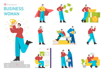 Fototapeta premium business woman. Flat Vector Illustration
