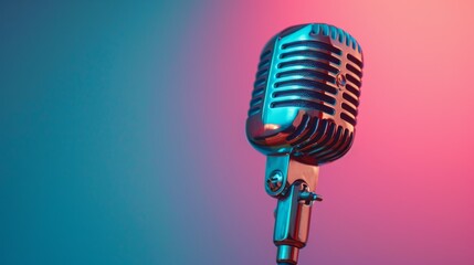 Fototapeta premium Retro Microphone on Colorful Background