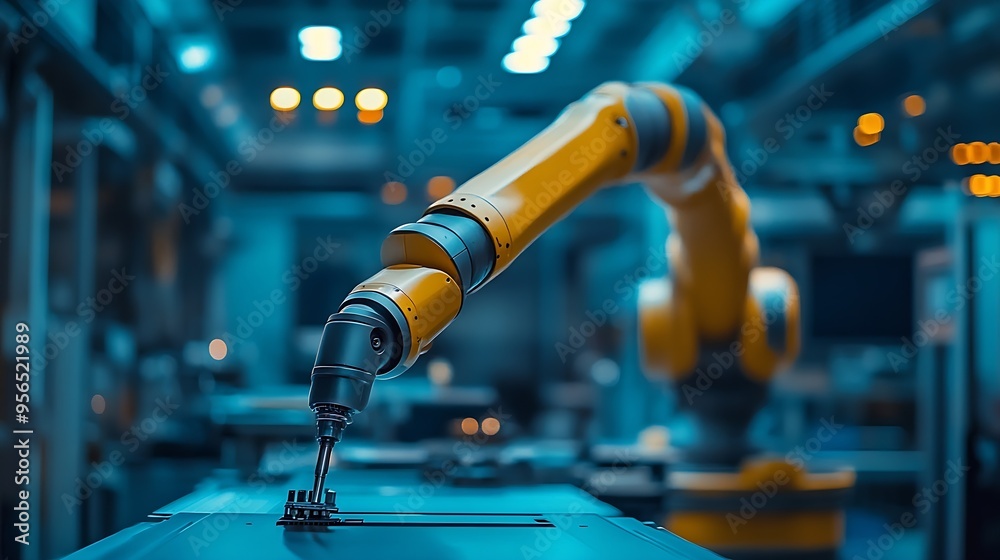 Poster XAI Advanced robot arm system for digital industry and factory robotic technology Automation manufacturing robot controlled by industry engineering using IOT software connected to inte : Generative AI