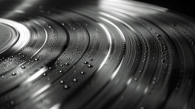 Black vinyl record close up
