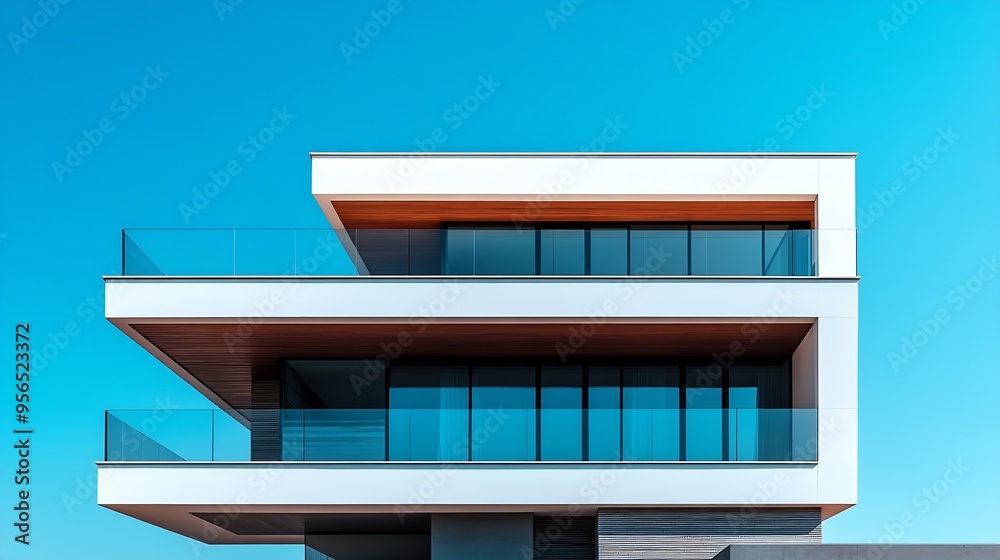 Poster upper part of a contemporary house modern architecture : generative ai