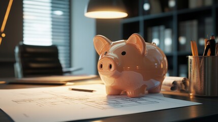 Planning for the Future: Piggy Bank and Blueprints Together