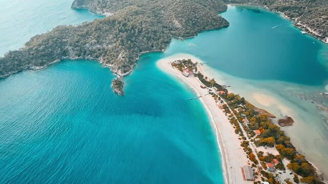 Aerial views of Fethiye &Ouml;l&uuml; deniz, turkey