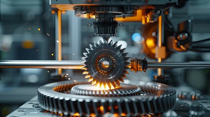 Industrial Gear Assembly with Sparks