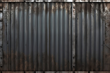 Obraz premium Processed collage of rust metal fence or wall in daylight. Background for banner, backdrop