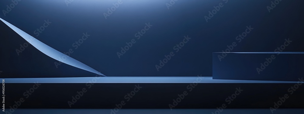Poster 3d rendering of a dark blue gradient abstract background with an empty space for product display