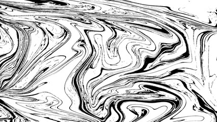 Black and White Liquid Marble Pattern - Monochrome Abstract Background