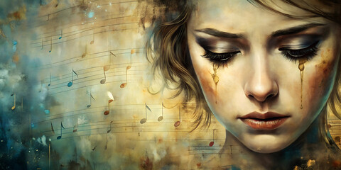 Sad audio song CD cover page design.