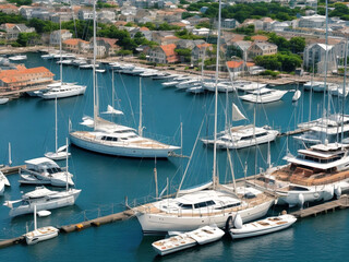 Obraz premium Sailboat Moored in Harbor