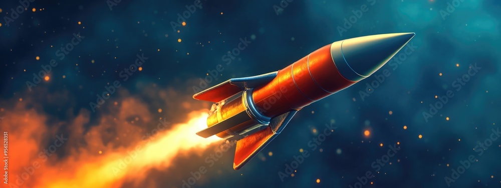 Leinwandbilder orbital class rocket capable of reflight in a 3d cartoon rendering