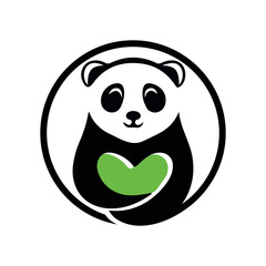 Panda love vector logo design template.