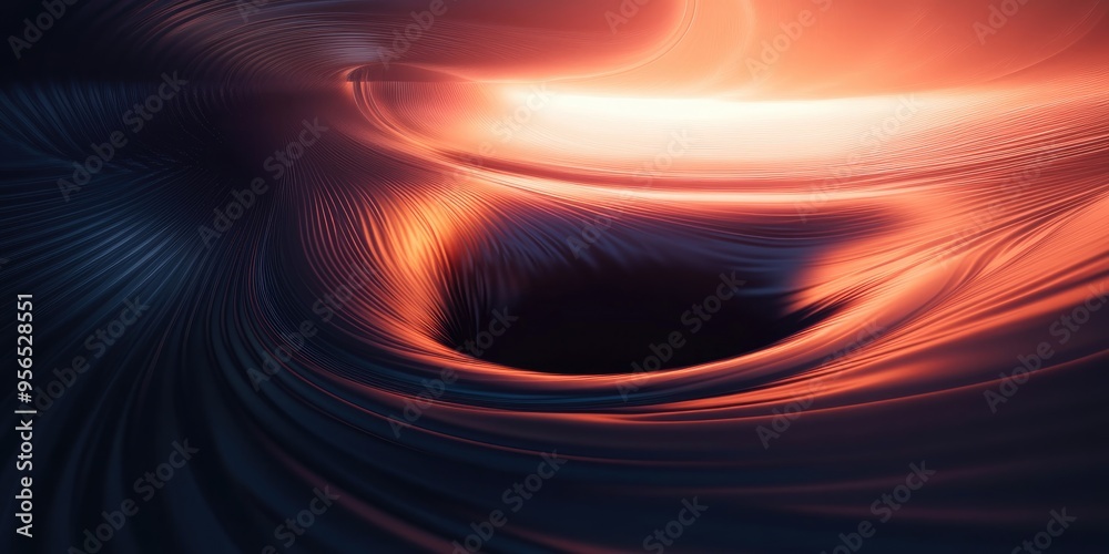 Poster black hole with event horizon in 3d cartoon rendering