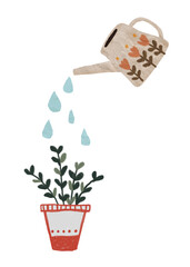 Can watering plant png hobby sticker, transparent background © Rawpixel.com