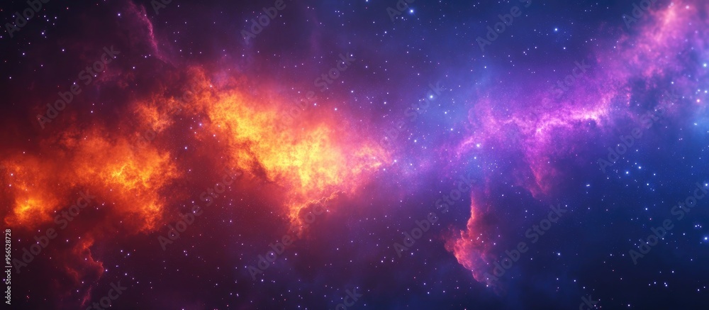 Poster colorful space galaxy cloud nebula in a 3d cartoon rendering stary night cosmos and supernova backgr