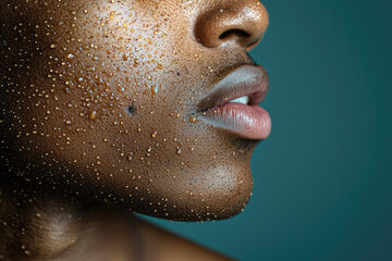 A Close-Up View of Skin Glistening with Dewy Drops