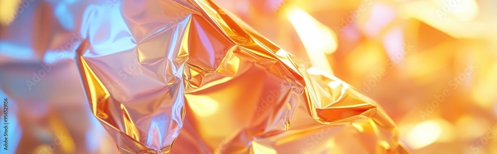 Poster Defocused abstract background of a snack wrap made of light plastic in a 3D cartoon rendering
